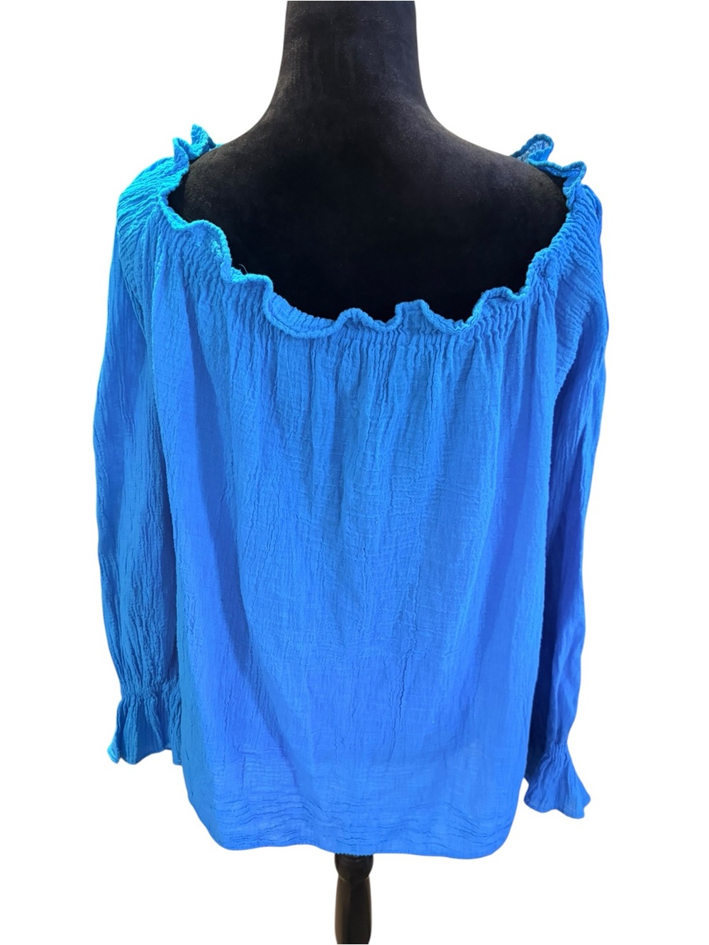 Blue Women's Peasant Blouse Cosplay Renaissance Faire Ruffle Boho Plus Size XXL - Picture 2 of 3
